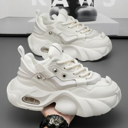 Men's Casual Shoes Increase Platform Sneakers Fashion Athletic Running Shoes Lace-up Chunky Sneakers Anti Slip Sports Shoes