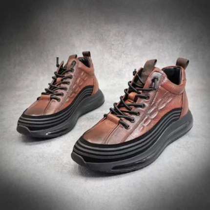 TAFN Winter New High Top PU Embossed Casual Style Sports Elastic Band Fashion Men's Shoes